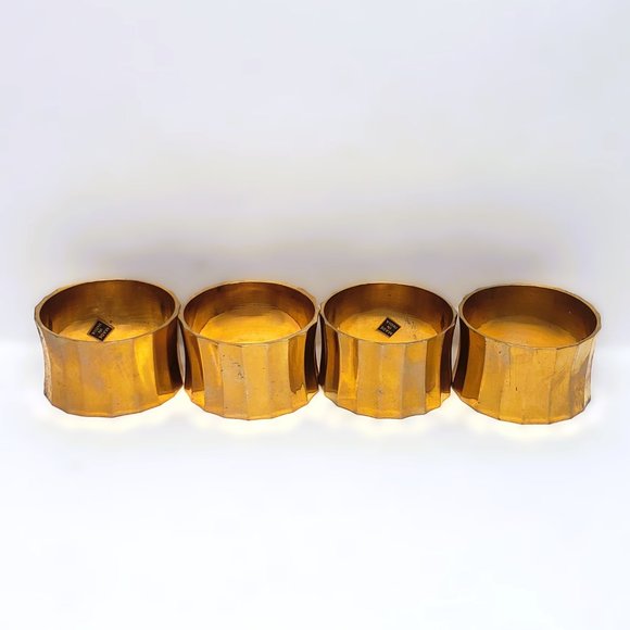 Vintage Balos Brass Napkin Rings in Box Set of 4 Lot Made in India 1983 - Picture 3 of 8